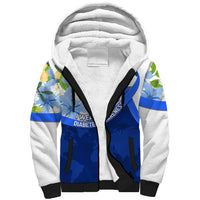 Diabetes Awareness Ribbon Sherpa Hoodie Floral Blue Ribbon World Map