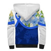 Diabetes Awareness Ribbon Sherpa Hoodie Floral Blue Ribbon World Map