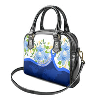 Diabetes Awareness Ribbon Shoulder Handbag Floral Blue Ribbon World Map