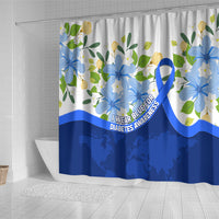 Diabetes Awareness Ribbon Shower Curtain Floral Blue Ribbon World Map