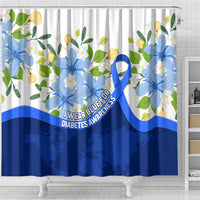 Diabetes Awareness Ribbon Shower Curtain Floral Blue Ribbon World Map