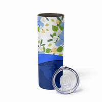 Diabetes Awareness Ribbon Skinny Tumbler Floral Blue Ribbon World Map