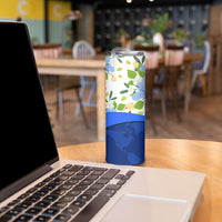 Diabetes Awareness Ribbon Skinny Tumbler Floral Blue Ribbon World Map
