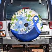 Diabetes Awareness Ribbon Spare Tire Cover Floral Blue Ribbon World Map
