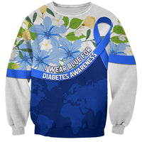 Diabetes Awareness Ribbon Sweatshirt Floral Blue Ribbon World Map