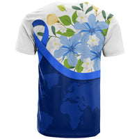 Diabetes Awareness Ribbon T Shirt Floral Blue Ribbon World Map