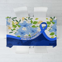Diabetes Awareness Ribbon Tablecloth Floral Blue Ribbon World Map