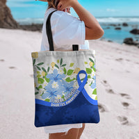 Diabetes Awareness Ribbon Tote Bag Floral Blue Ribbon World Map