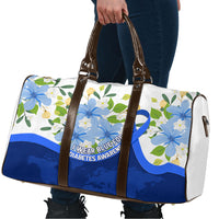 Diabetes Awareness Ribbon Travel Bag Floral Blue Ribbon World Map