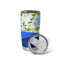 Diabetes Awareness Ribbon Tumbler Cup Floral Blue Ribbon World Map
