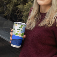 Diabetes Awareness Ribbon Tumbler Cup Floral Blue Ribbon World Map