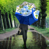 Diabetes Awareness Ribbon Umbrella Floral Blue Ribbon World Map