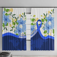 Diabetes Awareness Ribbon Window Curtain Floral Blue Ribbon World Map