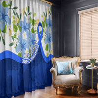 Diabetes Awareness Ribbon Window Curtain Floral Blue Ribbon World Map