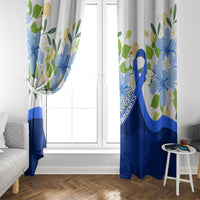 Diabetes Awareness Ribbon Window Curtain Floral Blue Ribbon World Map