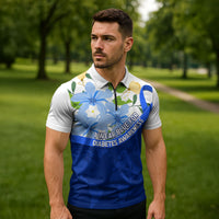 Diabetes Awareness Ribbon Zipper Polo Shirt Floral Blue Ribbon World Map