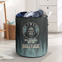 Bigfoot Wilderness Solitude Laundry Basket Cryptid Forest Graphic In Distressed Vintage Style