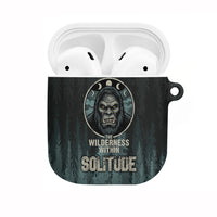 Bigfoot Wilderness Solitude AirPods Case Cryptid Forest Graphic In Distressed Vintage Style