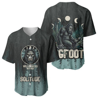 Bigfoot Wilderness Solitude Baseball Jersey Cryptid Forest Graphic In Distressed Vintage Style