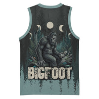 Bigfoot Wilderness Solitude Basketball Jersey Cryptid Forest Graphic In Distressed Vintage Style
