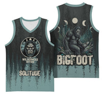 Bigfoot Wilderness Solitude Basketball Jersey Cryptid Forest Graphic In Distressed Vintage Style