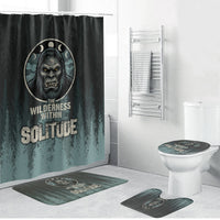 Bigfoot Wilderness Solitude Bathroom Set Cryptid Forest Graphic In Distressed Vintage Style