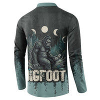 Bigfoot Wilderness Solitude Button Sweatshirt Cryptid Forest Graphic In Distressed Vintage Style