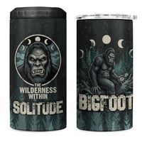 Bigfoot Wilderness Solitude 4 in 1 Can Cooler Tumbler Cryptid Forest Graphic In Distressed Vintage Style