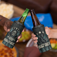 Bigfoot Wilderness Solitude 4 in 1 Can Cooler Tumbler Cryptid Forest Graphic In Distressed Vintage Style