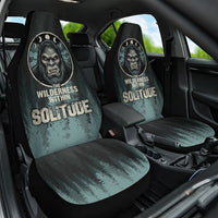 Bigfoot Wilderness Solitude Car Seat Cover Cryptid Forest Graphic In Distressed Vintage Style