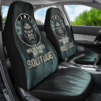Bigfoot Wilderness Solitude Car Seat Cover Cryptid Forest Graphic In Distressed Vintage Style