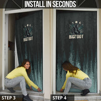 Bigfoot Wilderness Solitude Door Cover Cryptid Forest Graphic In Distressed Vintage Style