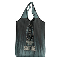 Bigfoot Wilderness Solitude Grocery Bag Cryptid Forest Graphic In Distressed Vintage Style