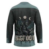 Bigfoot Wilderness Solitude Hockey Jersey Cryptid Forest Graphic In Distressed Vintage Style