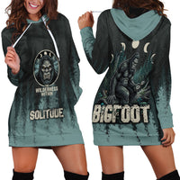 Bigfoot Wilderness Solitude Hoodie Dress Cryptid Forest Graphic In Distressed Vintage Style