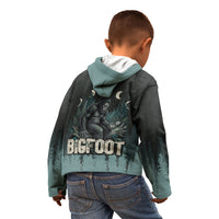 Bigfoot Wilderness Solitude Kid Hoodie Cryptid Forest Graphic In Distressed Vintage Style