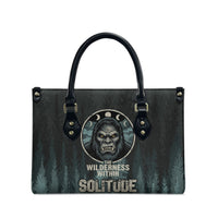 Bigfoot Wilderness Solitude Leather Bag Cryptid Forest Graphic In Distressed Vintage Style