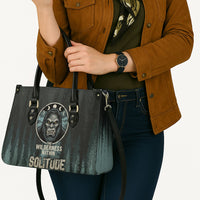 Bigfoot Wilderness Solitude Leather Bag Cryptid Forest Graphic In Distressed Vintage Style