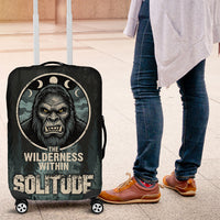 Bigfoot Wilderness Solitude Luggage Cover Cryptid Forest Graphic In Distressed Vintage Style