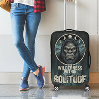 Bigfoot Wilderness Solitude Luggage Cover Cryptid Forest Graphic In Distressed Vintage Style