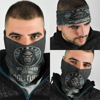 Bigfoot Wilderness Solitude Neck Gaiter Cryptid Forest Graphic In Distressed Vintage Style