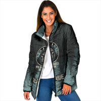 Bigfoot Wilderness Solitude Padded Jacket Cryptid Forest Graphic In Distressed Vintage Style
