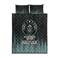 Bigfoot Wilderness Solitude Quilt Bed Set Cryptid Forest Graphic In Distressed Vintage Style