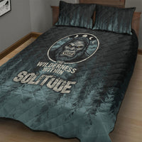 Bigfoot Wilderness Solitude Quilt Bed Set Cryptid Forest Graphic In Distressed Vintage Style