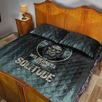 Bigfoot Wilderness Solitude Quilt Bed Set Cryptid Forest Graphic In Distressed Vintage Style