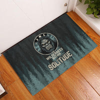Bigfoot Wilderness Solitude Rubber Doormat Cryptid Forest Graphic In Distressed Vintage Style