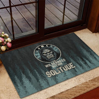 Bigfoot Wilderness Solitude Rubber Doormat Cryptid Forest Graphic In Distressed Vintage Style