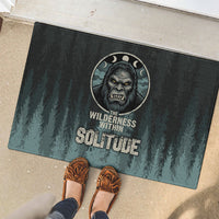 Bigfoot Wilderness Solitude Rubber Doormat Cryptid Forest Graphic In Distressed Vintage Style