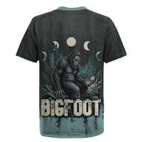 Bigfoot Wilderness Solitude Rugby Jersey Cryptid Forest Graphic In Distressed Vintage Style