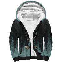 Bigfoot Wilderness Solitude Sherpa Hoodie Cryptid Forest Graphic In Distressed Vintage Style